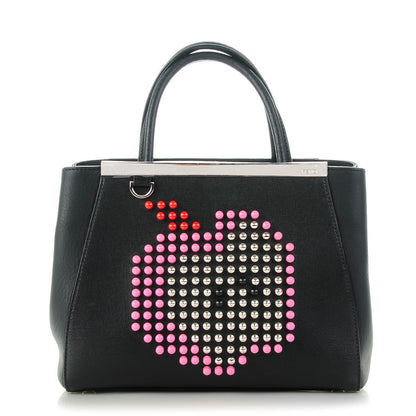 Fendi Vitello Elite Apple Studded Petite 2Jours Tote Black 1 of 7
