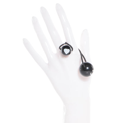 Chanel Resin CC Heart Hair Tie Black White 2 of 3
