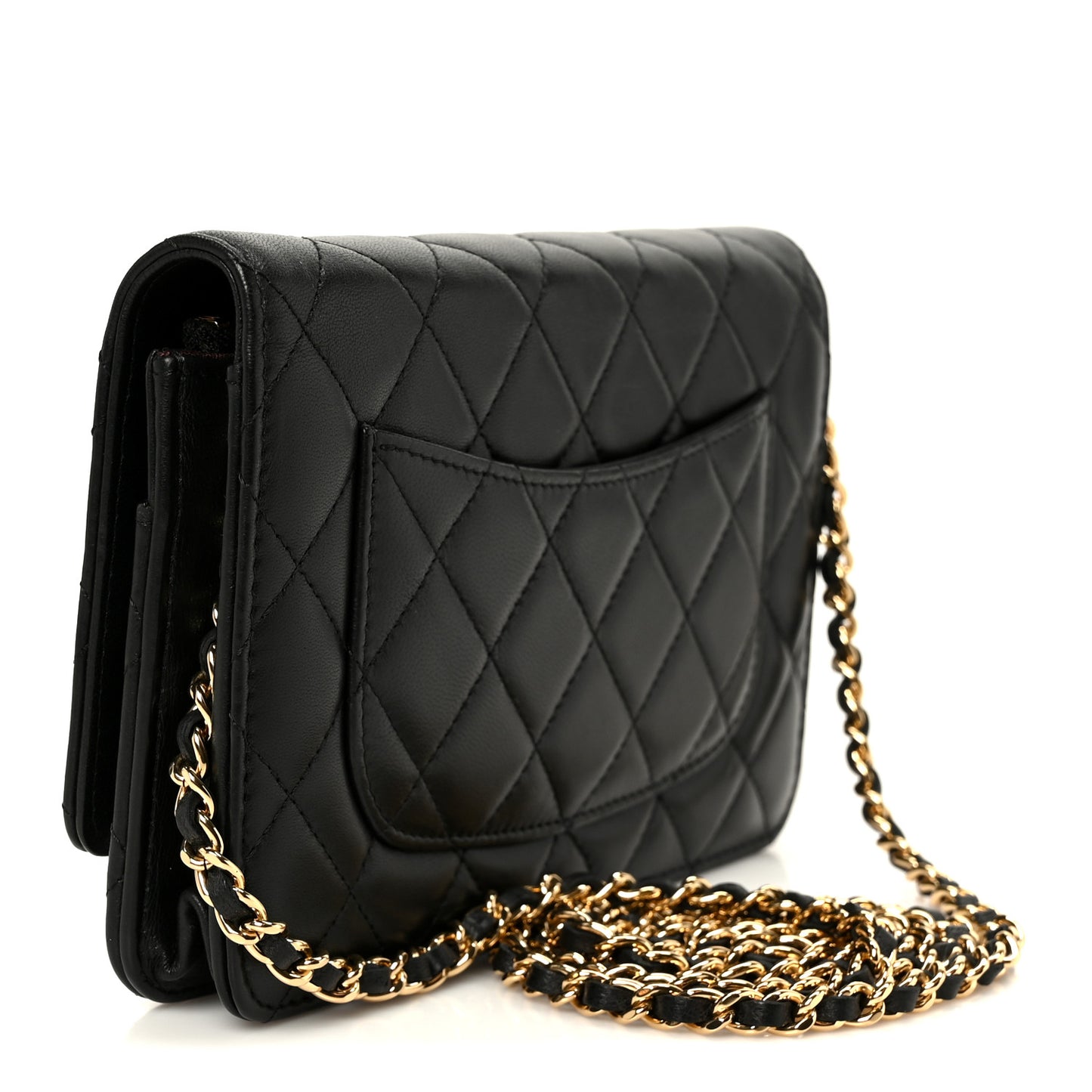 Lambskin Quilted Wallet On Chain WOC Black