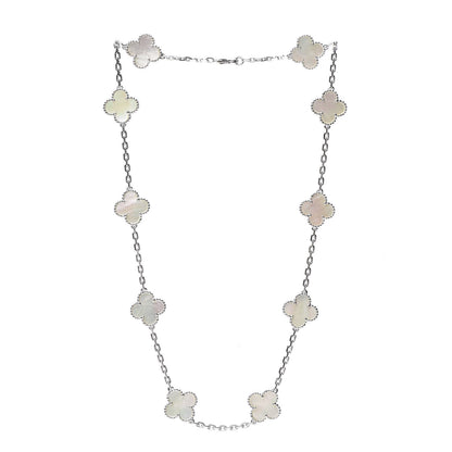 Van Cleef & Arpels 18K White Gold Mother of Pearl 10 Motifs Vintage Alhambra Necklace 3 of 4