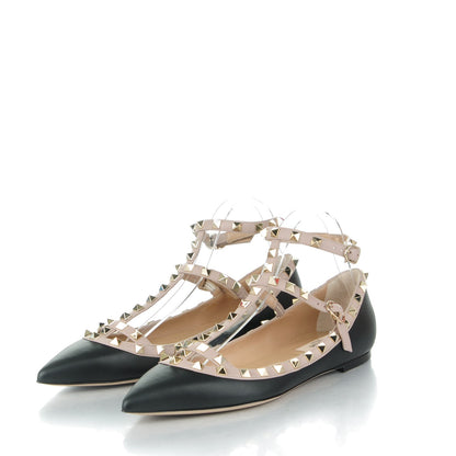 Valentino Garavani Nappa Rockstud Cage Ballerina Flats 40 Black Poudre 3 of 7