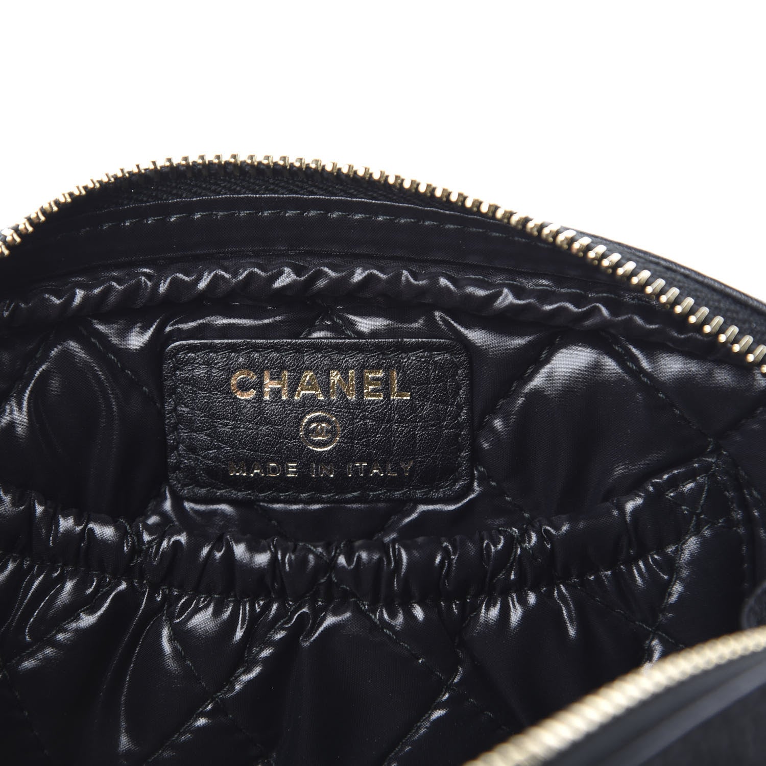 Chanel Grained Calfskin Quilted Small Curvy Pouch Cosmetic Case Black 6 of 8