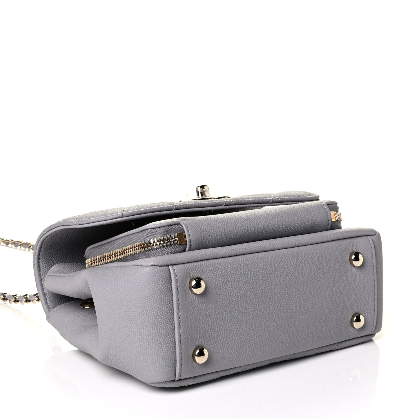 Caviar Quilted Small Business Affinity Flap Grey