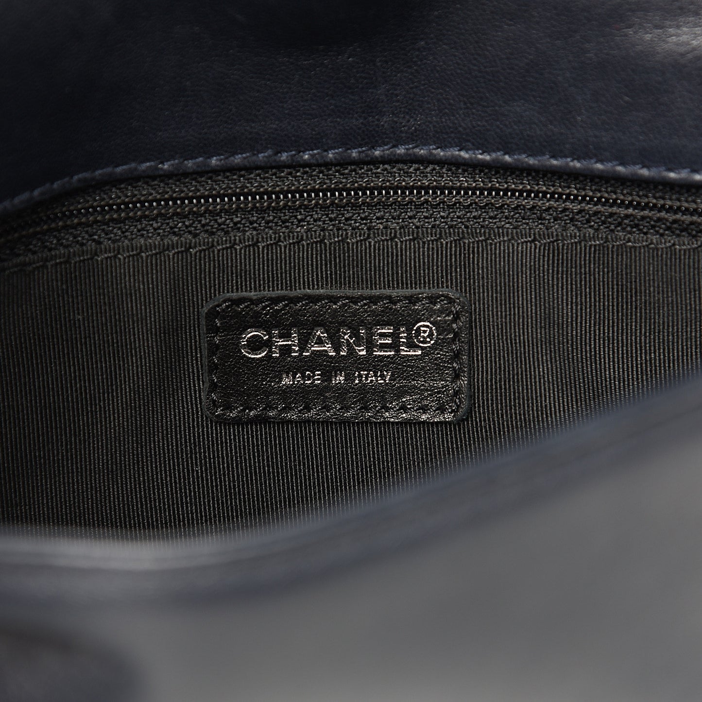 Lambskin Quilted CC Chocolate Bar Flap Navy