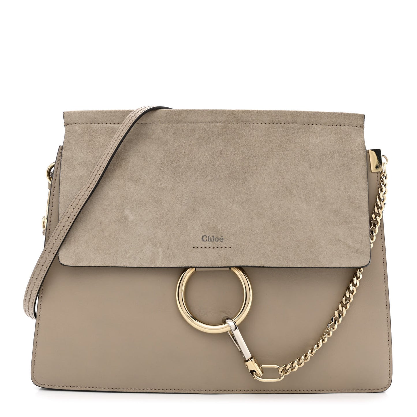 Calfskin Suede Medium Faye Shoulder Bag Motty Grey