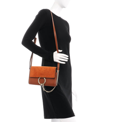 Chloe Suede Calfskin Small Faye Shoulder Bag Tobacco 2 of 10