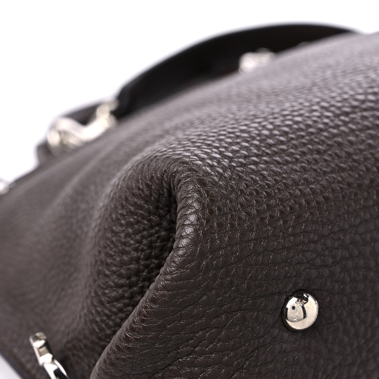 Grained Calfskin Sofia Satchel Brown