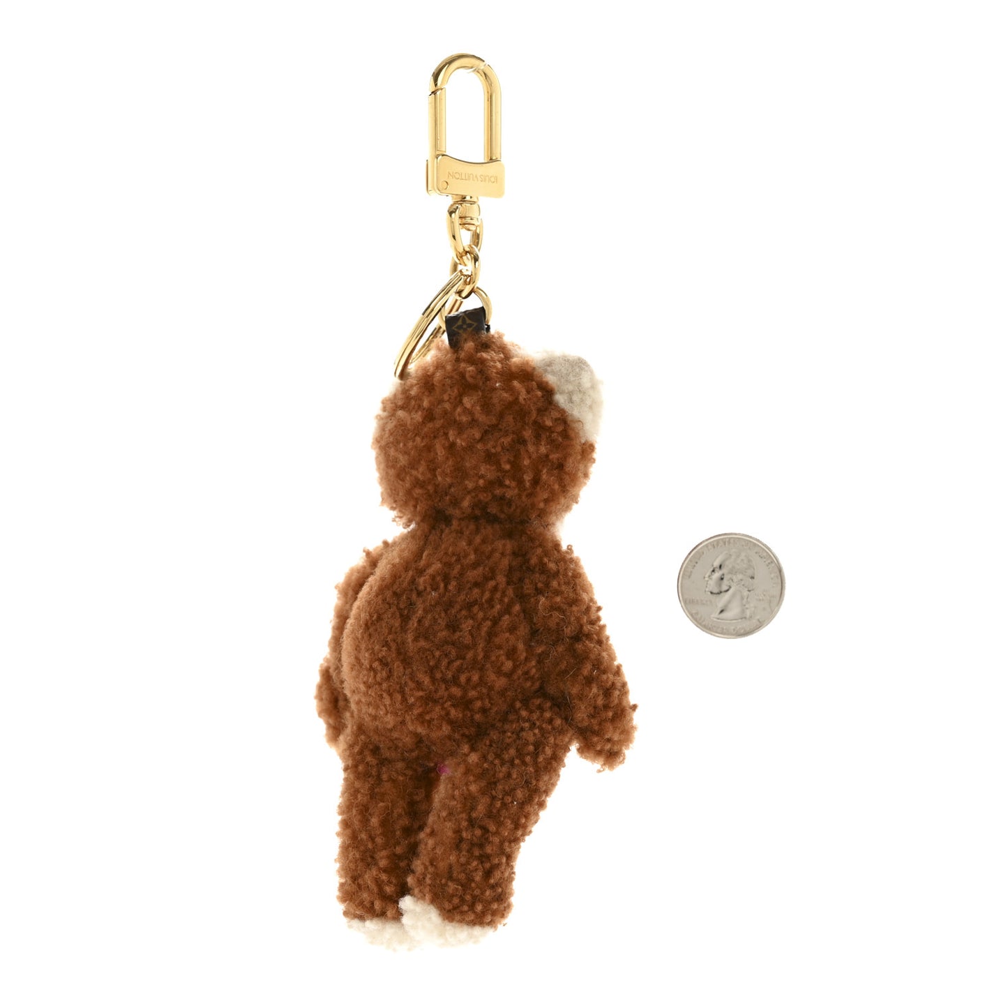 Shearling LV Teddy Bear Bag Charm Key Holder Brown Multicolor