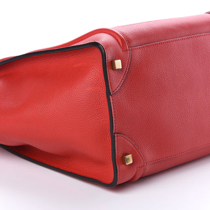 Celine Drummed Calfskin Mini Luggage Coquelicot 5 of 9