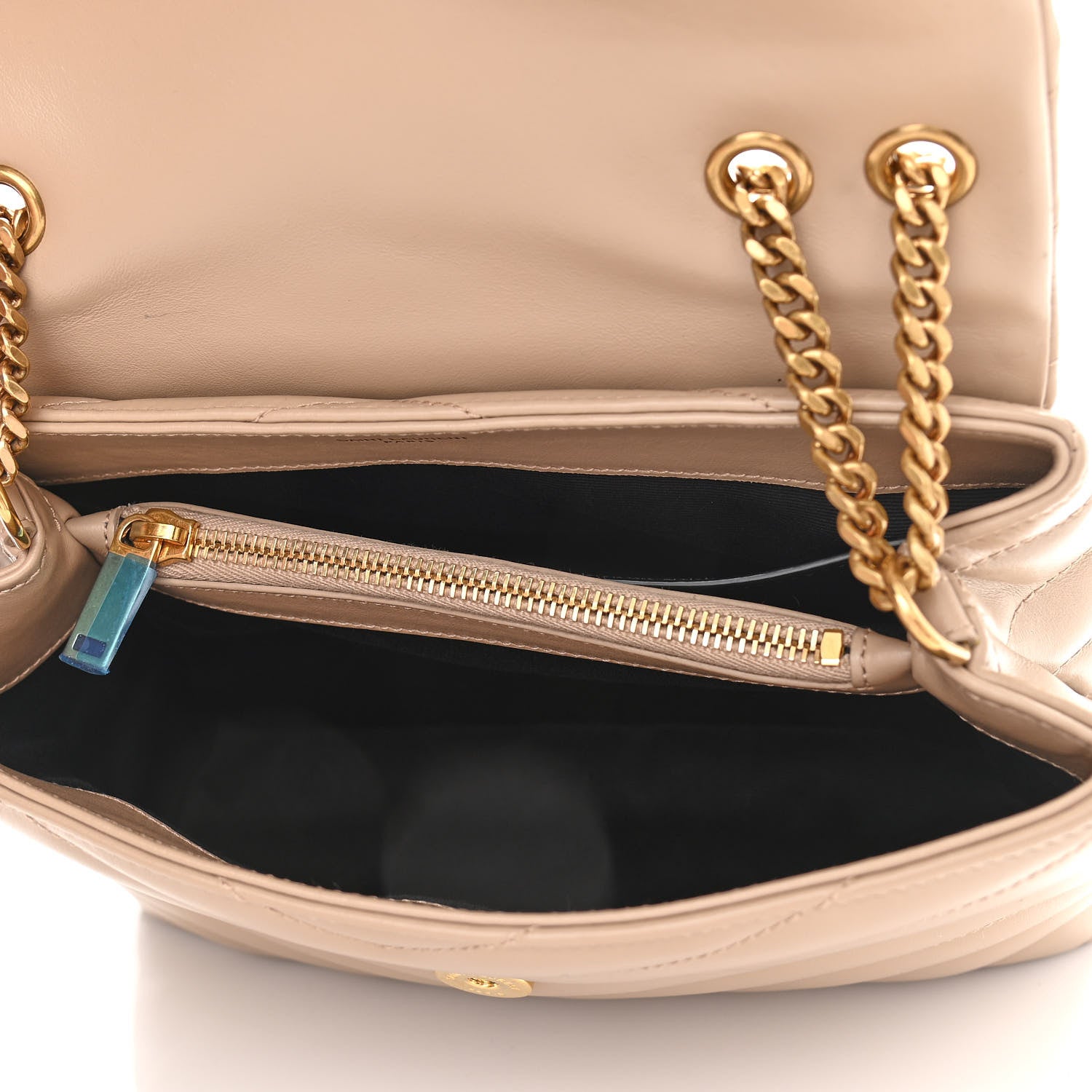Saint Laurent Calfskin Y Quilted Monogram Small Loulou Chain Satchel Dark Beige 4 of 10