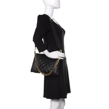Louis Vuitton Lambskin Embossed Monogram Coussin PM Black 2 of 10