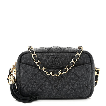 Chanel Iridescent Caviar Quilted Mini Coco Tassel Camera Case Black 1 of 11