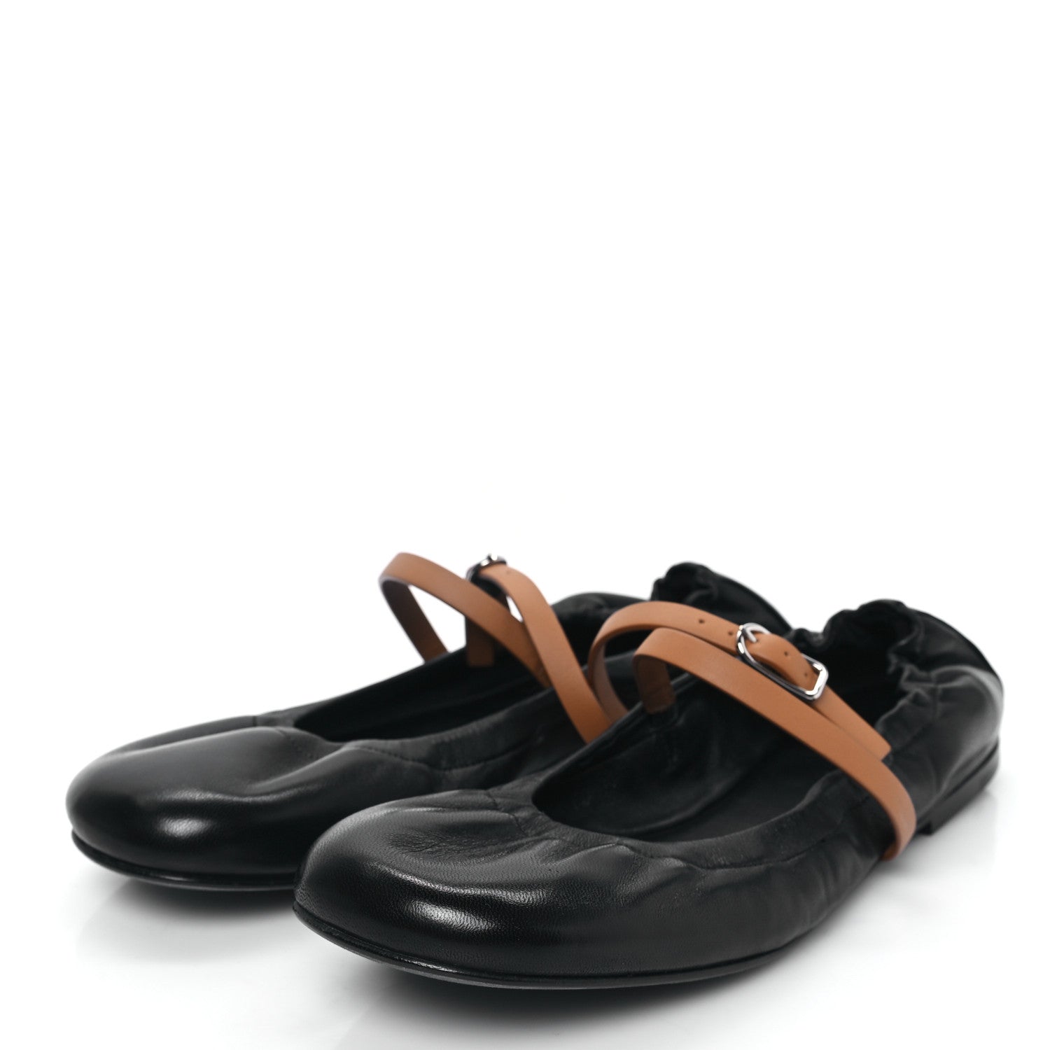Hermes Nappa Jolly Ballet Flats 38.5 Black Naturel 3 of 8