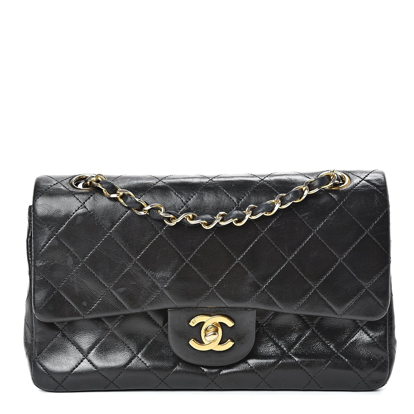 Lambskin Quilted Small Double Flap Black