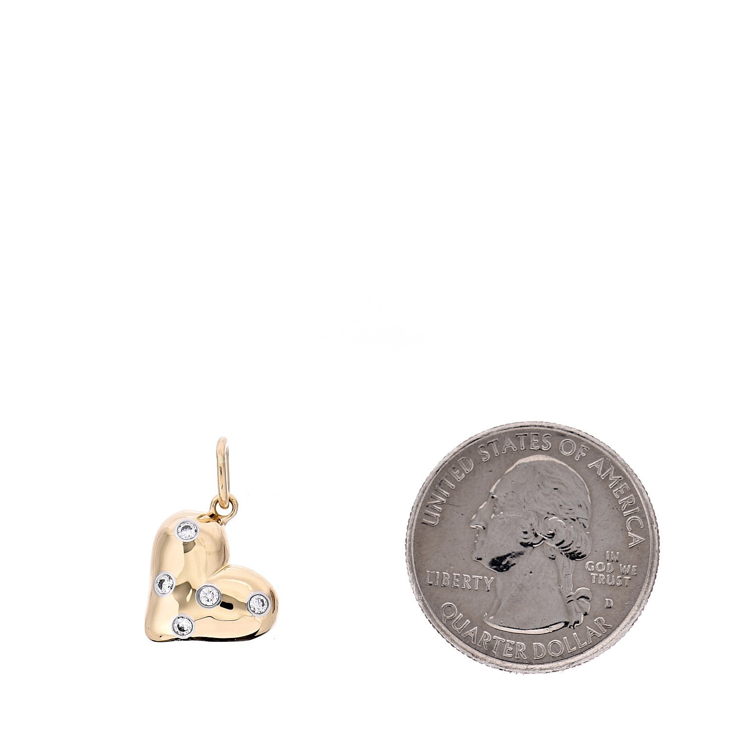 Tiffany 18K Yellow Gold Platinum Diamond Etoile Heart Charm 2 of 4