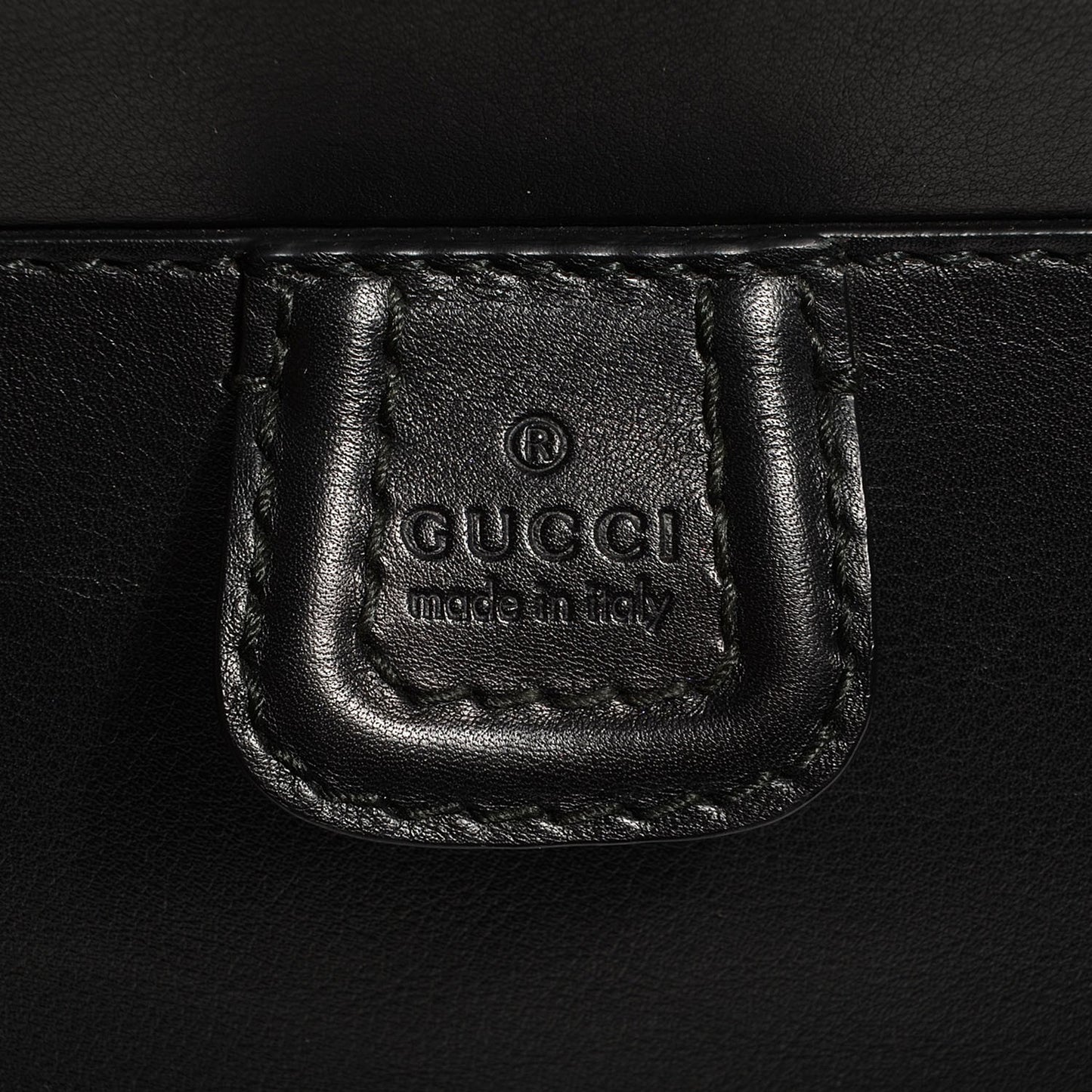 Leather Bold Bamboo Medium Top Handle Bag Black