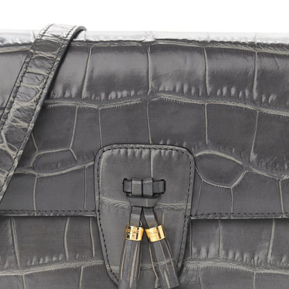 Celine Calfskin Crocodile Embossed Medium Tassel Bag Anthracite 9 of 12