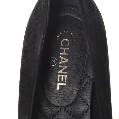 Chanel Suede Calfskin CC Pumps 36 Black 8 of 10