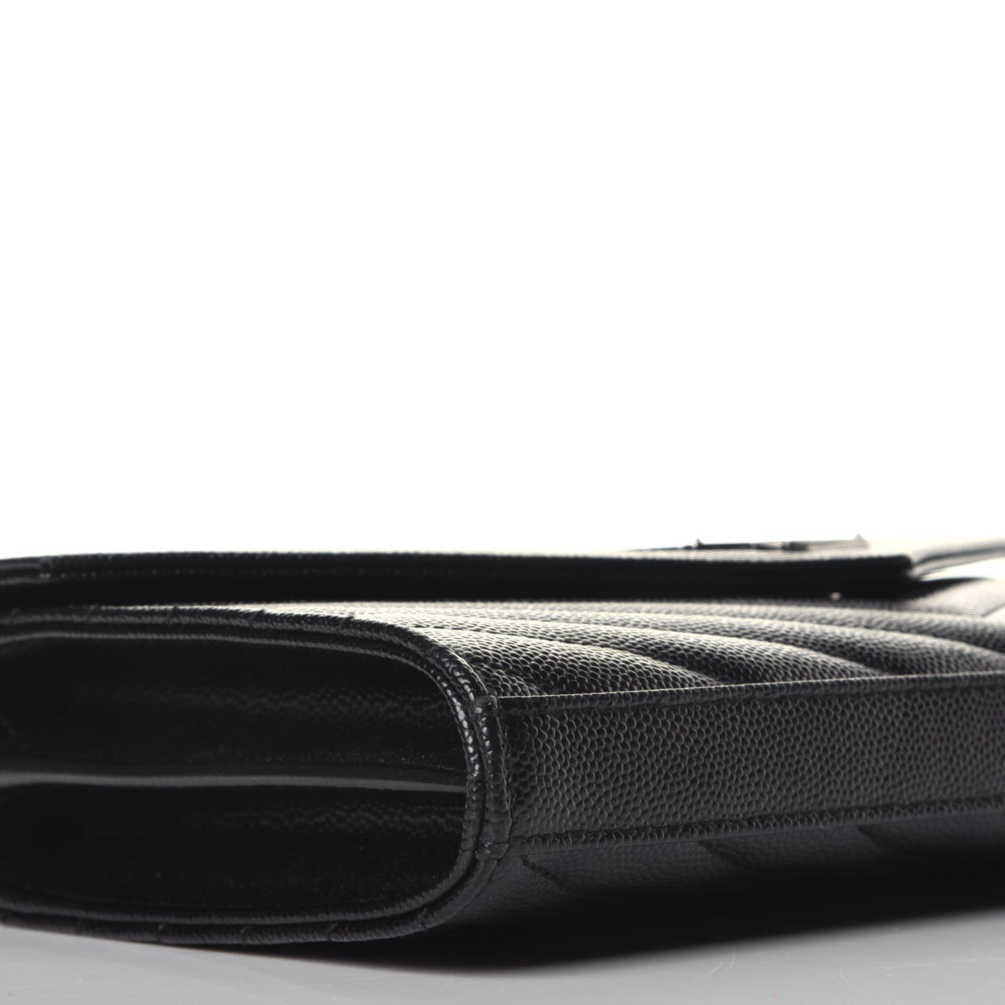 Grain De Poudre Matelasse Chevron Monogram Chain Wallet Black