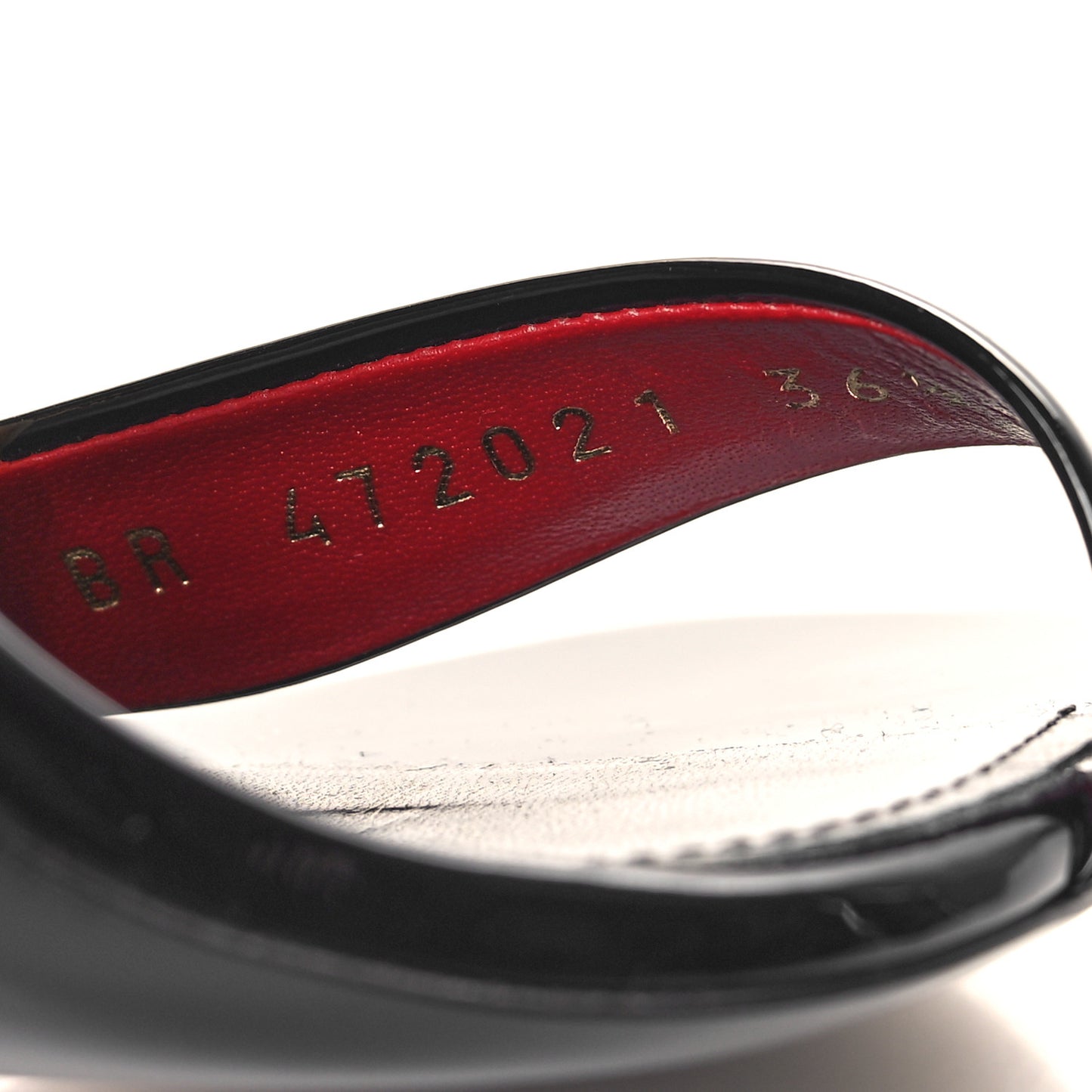 Patent Calfskin Amber 105 Ankle Strap Sandals 36.5 Black