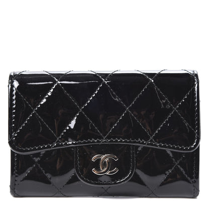 Chanel Patent Quilted Flap Card Holder Black 1 of 9