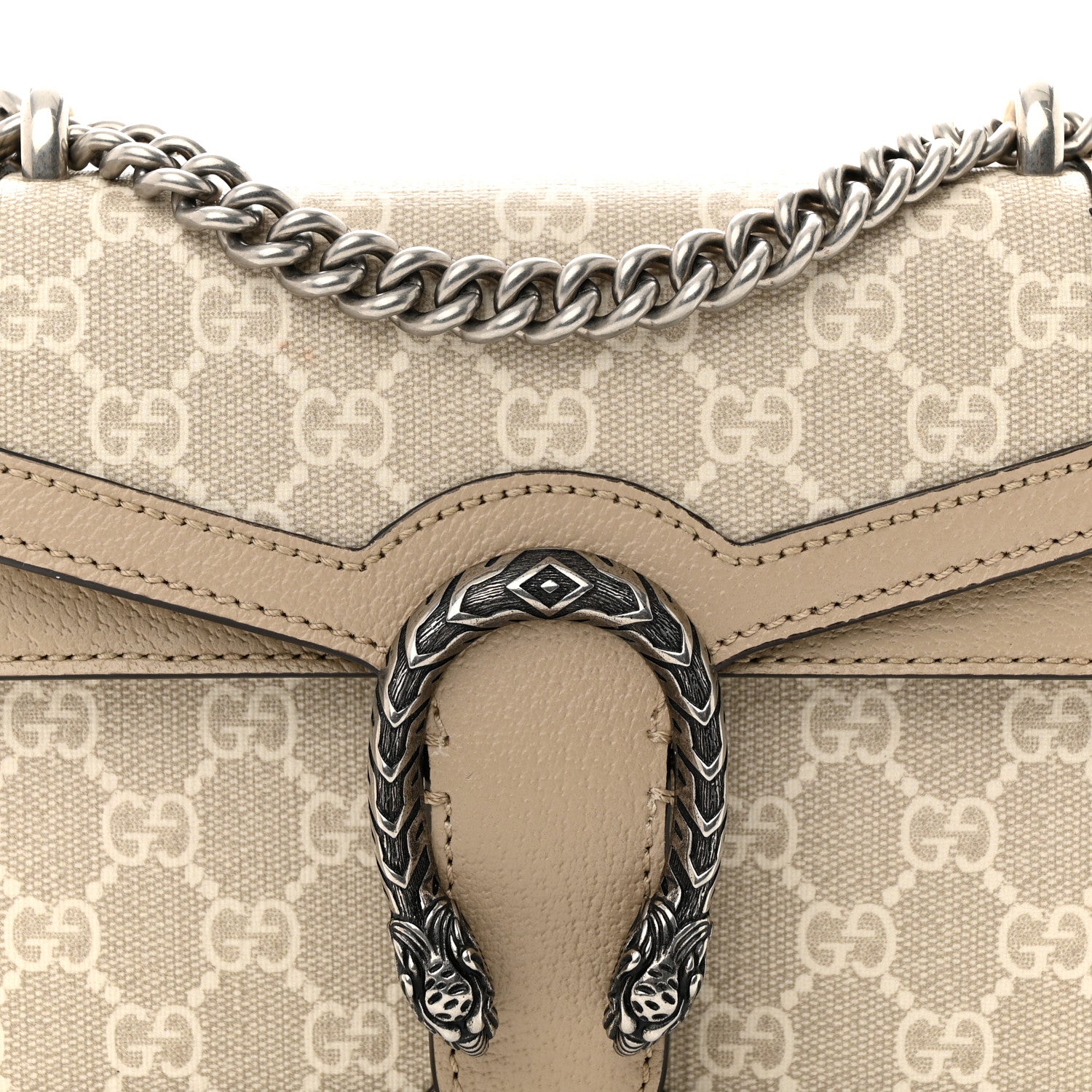 Gucci GG Supreme Monogram Textured Dollar Calfskin Mini Dionysus Shoulder Bag Beige Mystic White Oatmeal 8 of 14