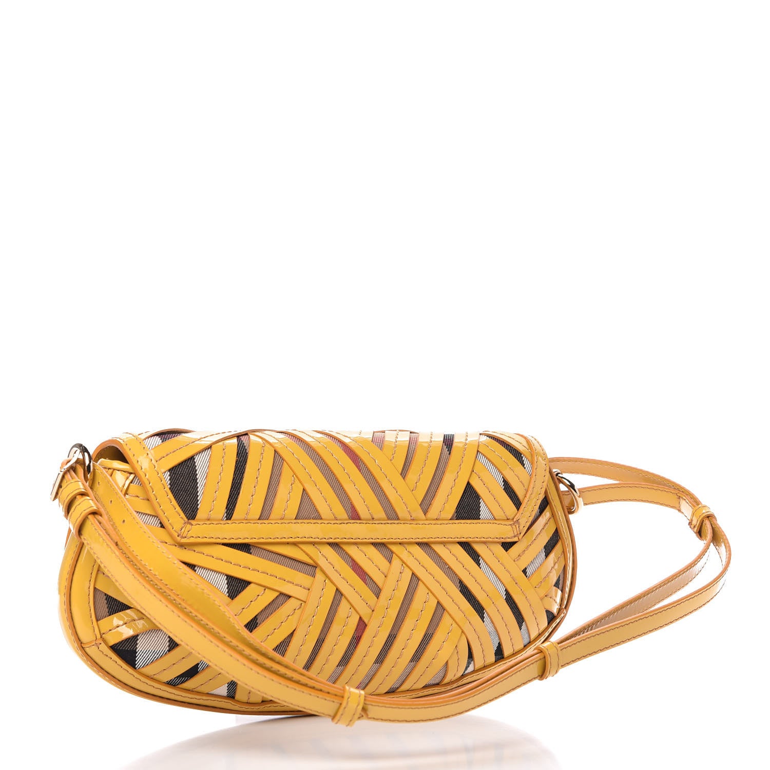Burberry Patent Lilford Check Crossbody Bag Yellow 3 of 11