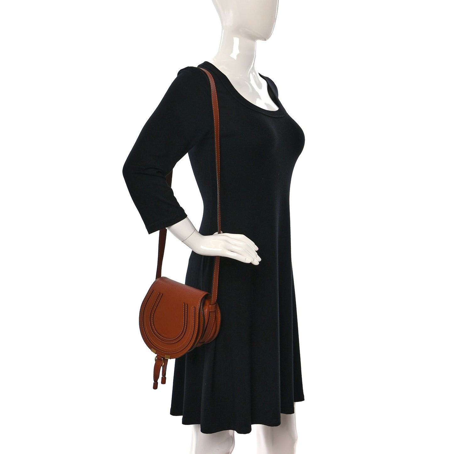 Calfskin Mini Marcie Round Crossbody Bag Tan
