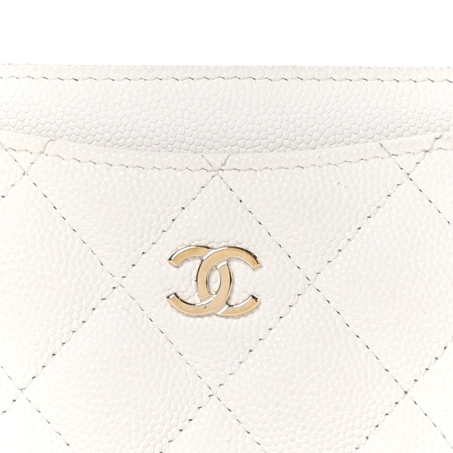 Caviar Quilted Card Holder White