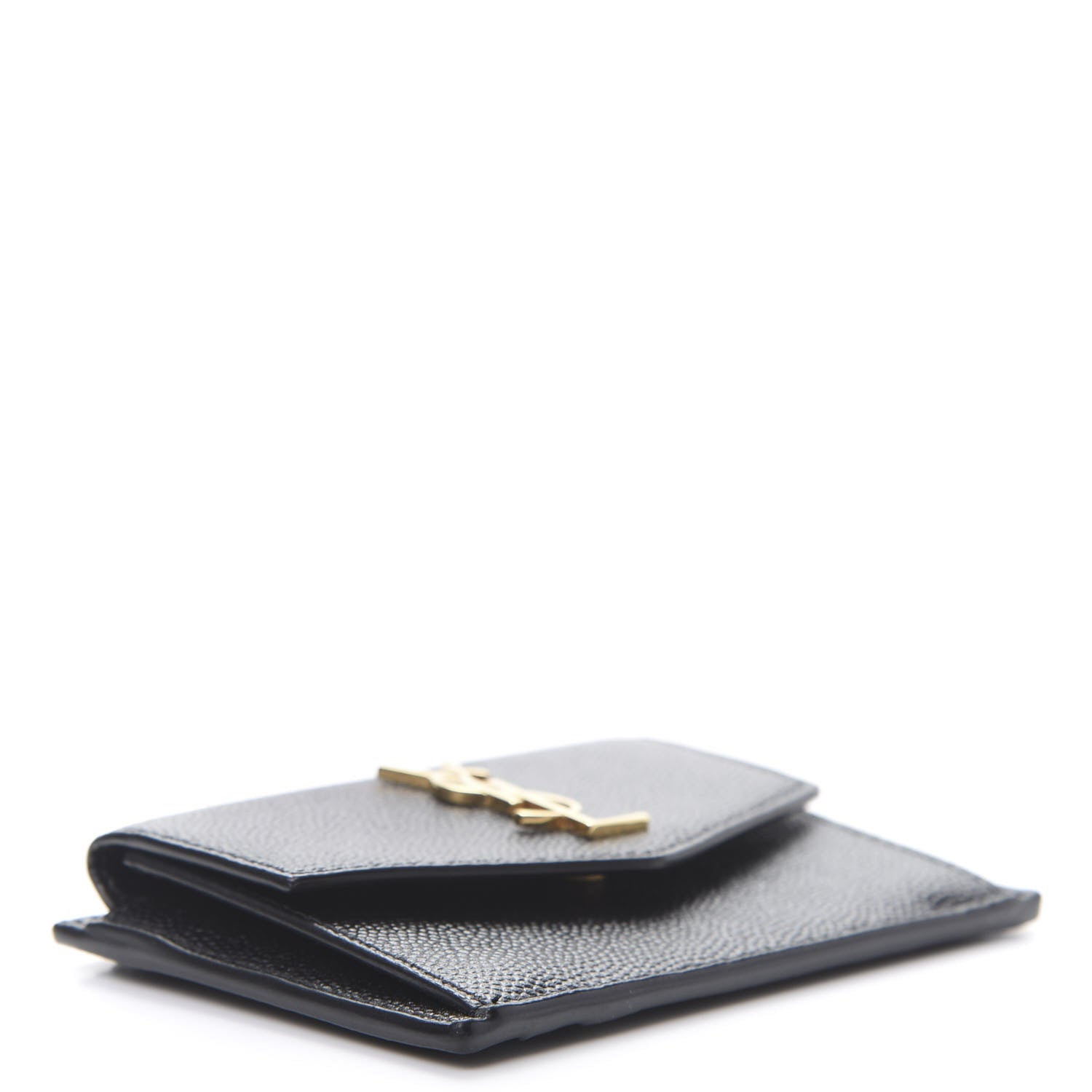 Saint Laurent Grain De Poudre Uptown Monogram Card Case Black 4 of 8