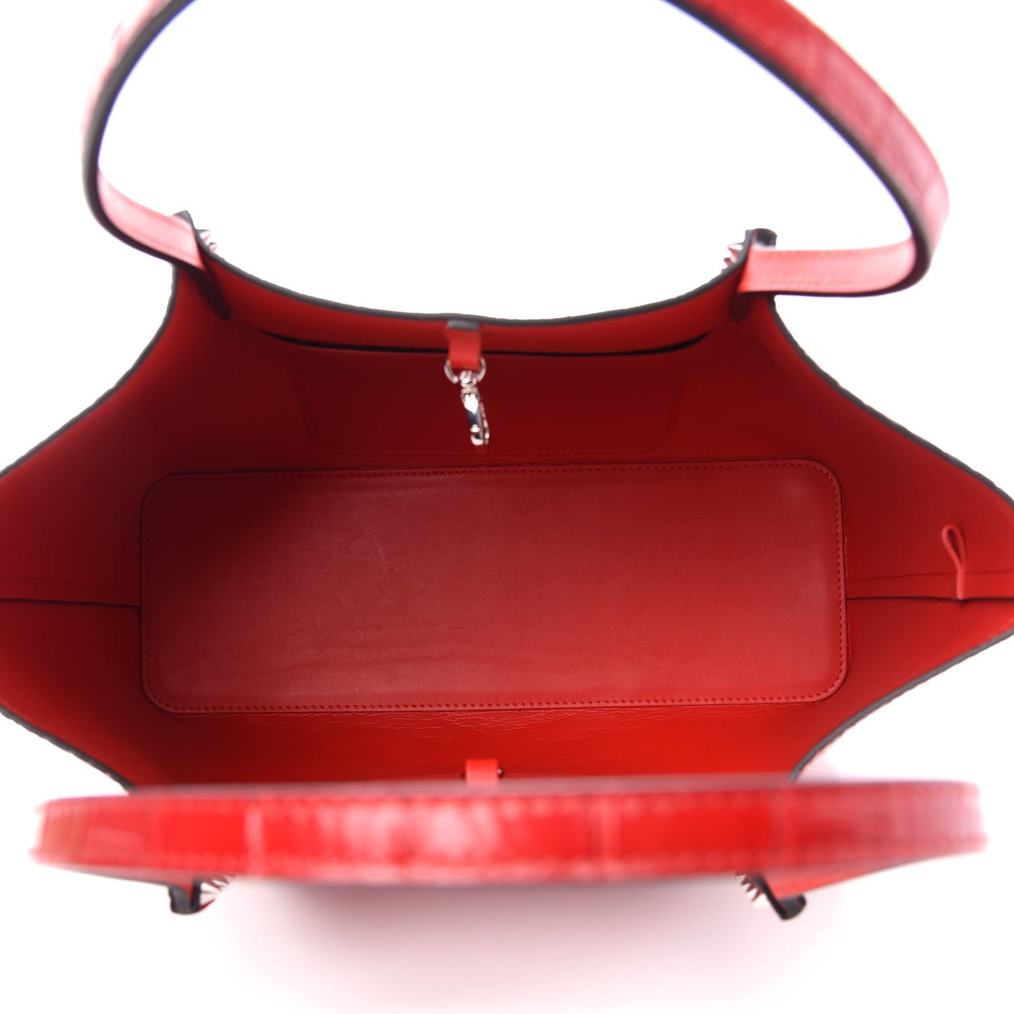 Crocodile Embossed Calfskin Spiked Small Cabarock Shopper Tote Red