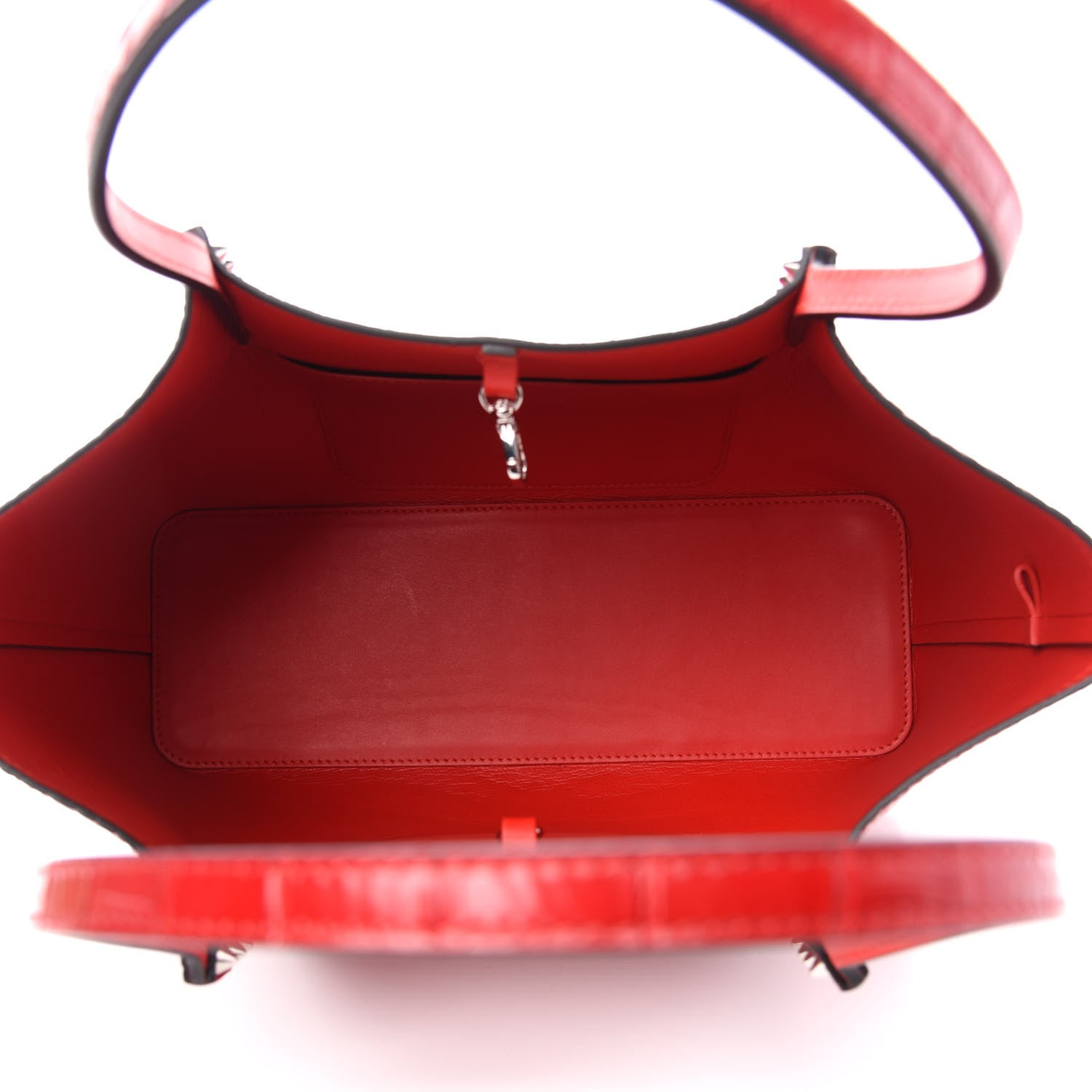 Christian Louboutin Crocodile Embossed Calfskin Spiked Small Cabarock Shopper Tote Red 5 of 9