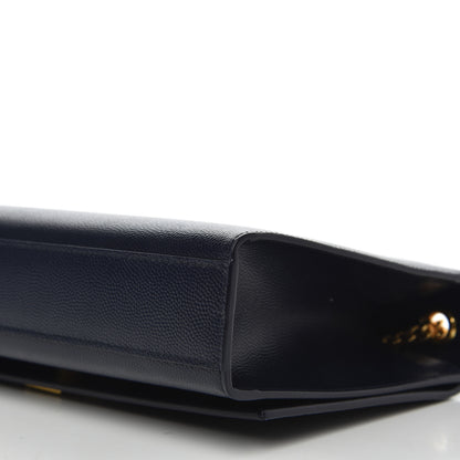 Saint Laurent Grain De Poudre Medium Classic Monogram Kate Satchel Deep Marine 8 of 9