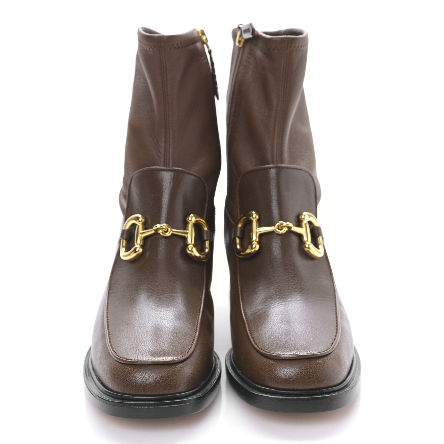 Gucci Quentin Nappa Stretch Granada Kid Horsebit 55mm Ankle Boots 39.5 Brown Sugar 2 of 8