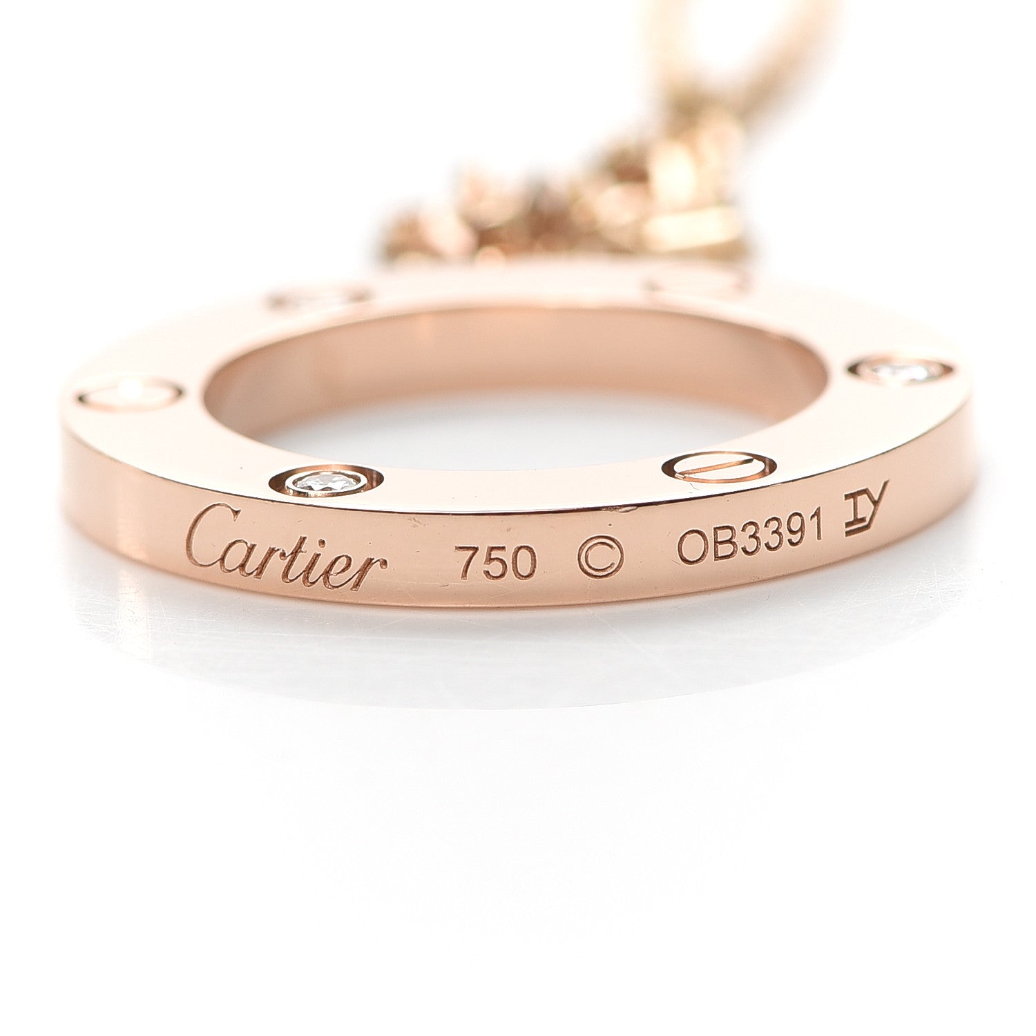 Cartier 18K Pink Gold 3 Diamonds LOVE Pendant Necklace 5 of 5