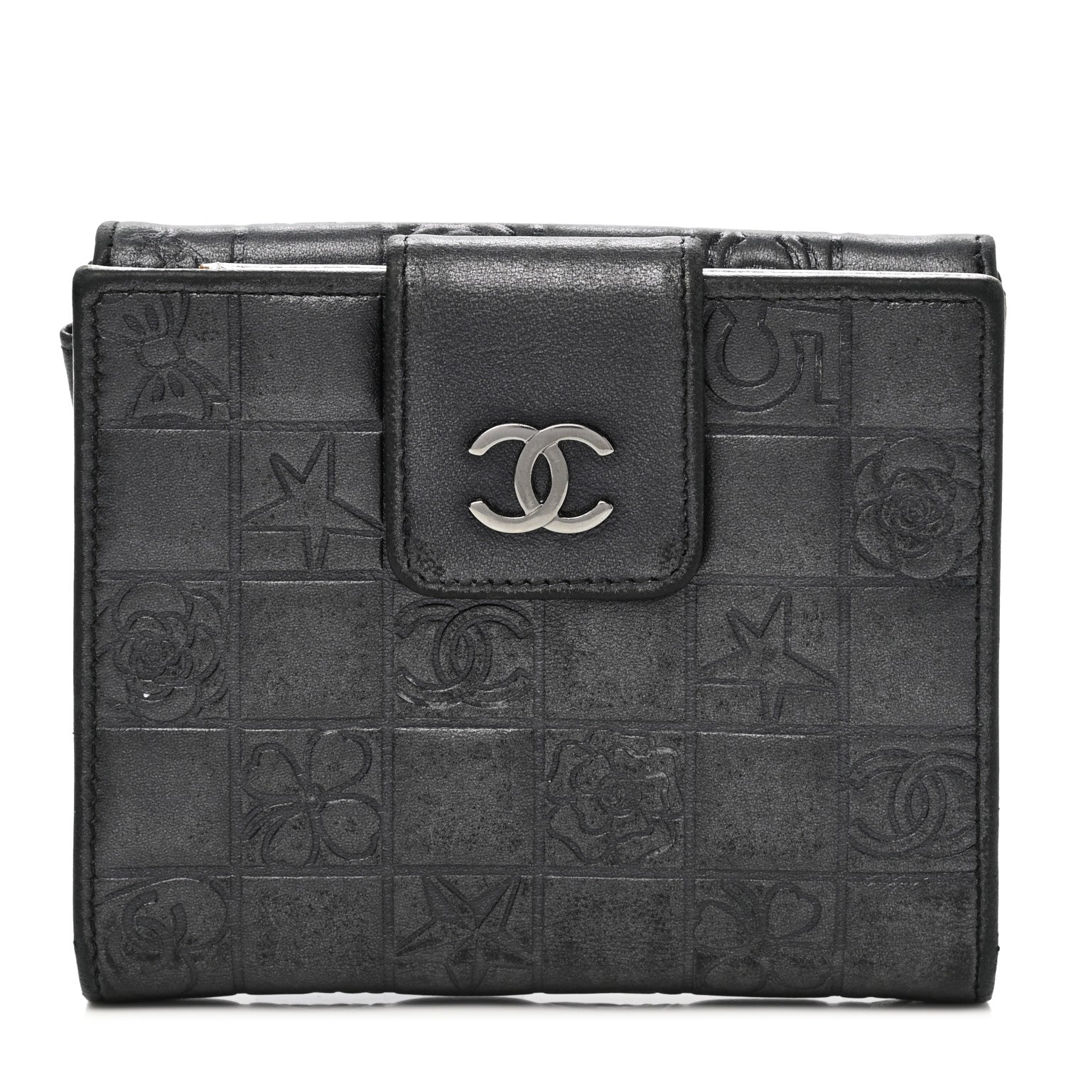 Chanel Metallic Lambskin Precious Symbols French Wallet Dark Silver 1 of 12