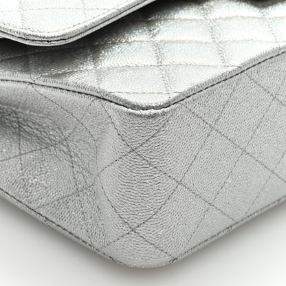 Chanel Glittered Metallic Caviar Quilted Medium Double Flap Silver 7 of 8
