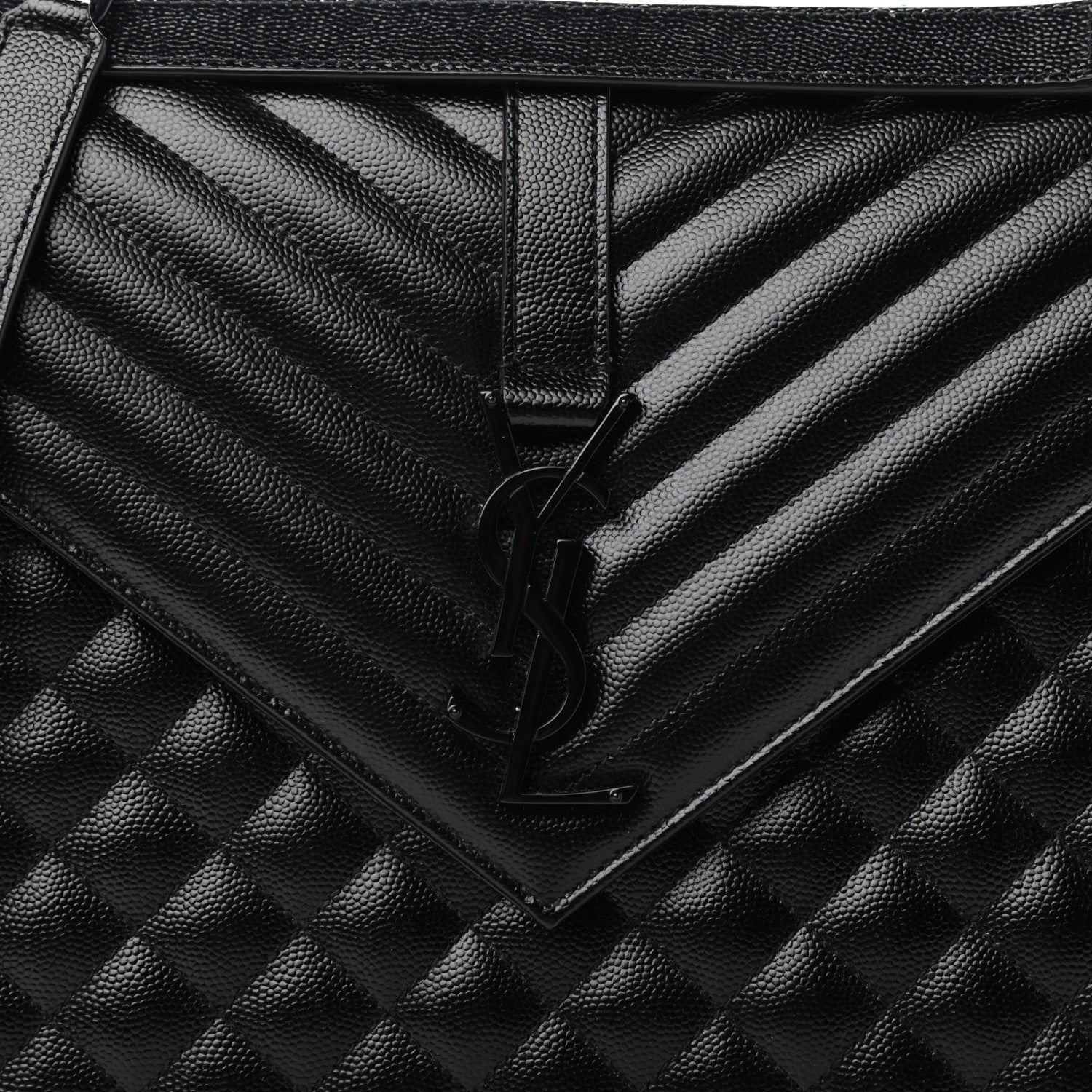 Saint Laurent Grain De Poudre Textured Mixed Matelasse Large Triquilt Monogram Monochrome Satchel Black 10 of 11