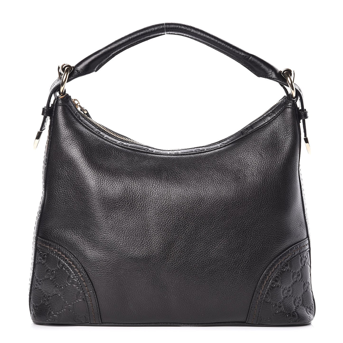 Pebbled Calfskin Guccissima Trim Medium Signoria Hobo Black