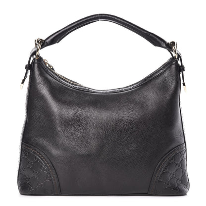 Gucci Pebbled Calfskin Guccissima Trim Medium Signoria Hobo Black 1 of 17
