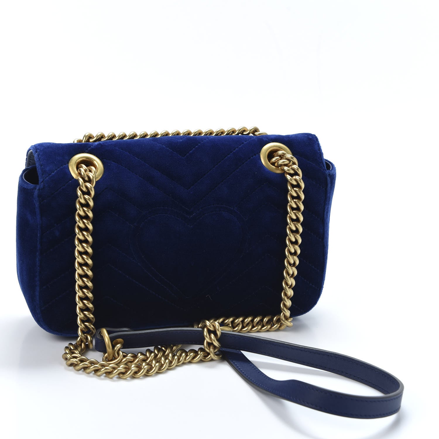 Gucci Velvet Matelasse Mini GG Marmont Shoulder Bag Cobalt Blue 2 of 11