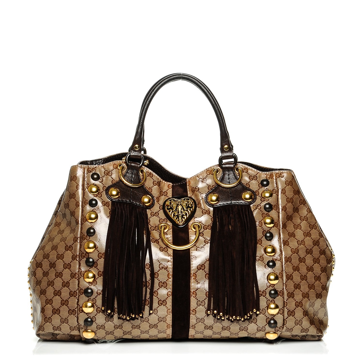 Gucci Crystal Monogram Large Babouska Tote Dark Brown 1 of 6