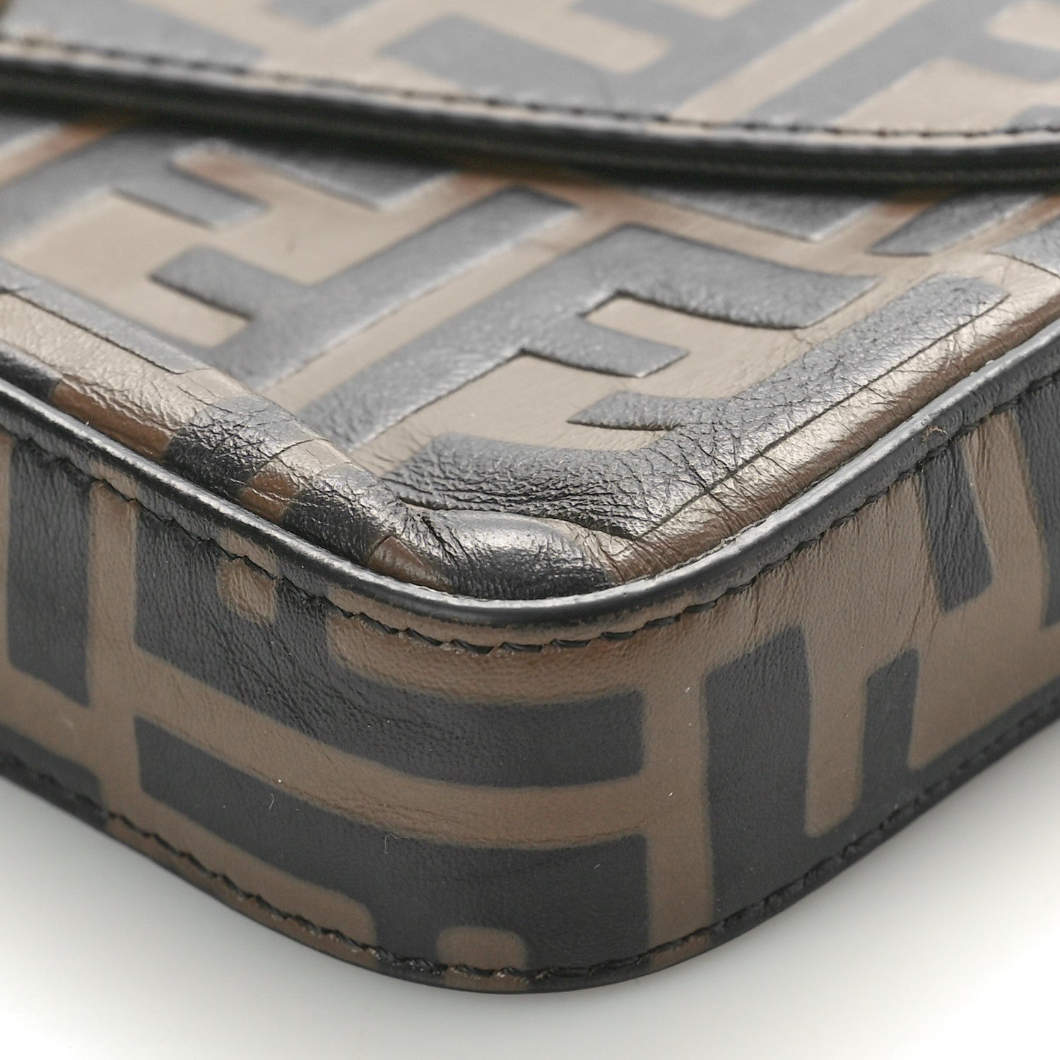 Fendi Vitello Soft F is Fendi Bi-Color FF 1974 Embossed Envelope Wallet On Chain with Pouches Maya Black 12 of 12