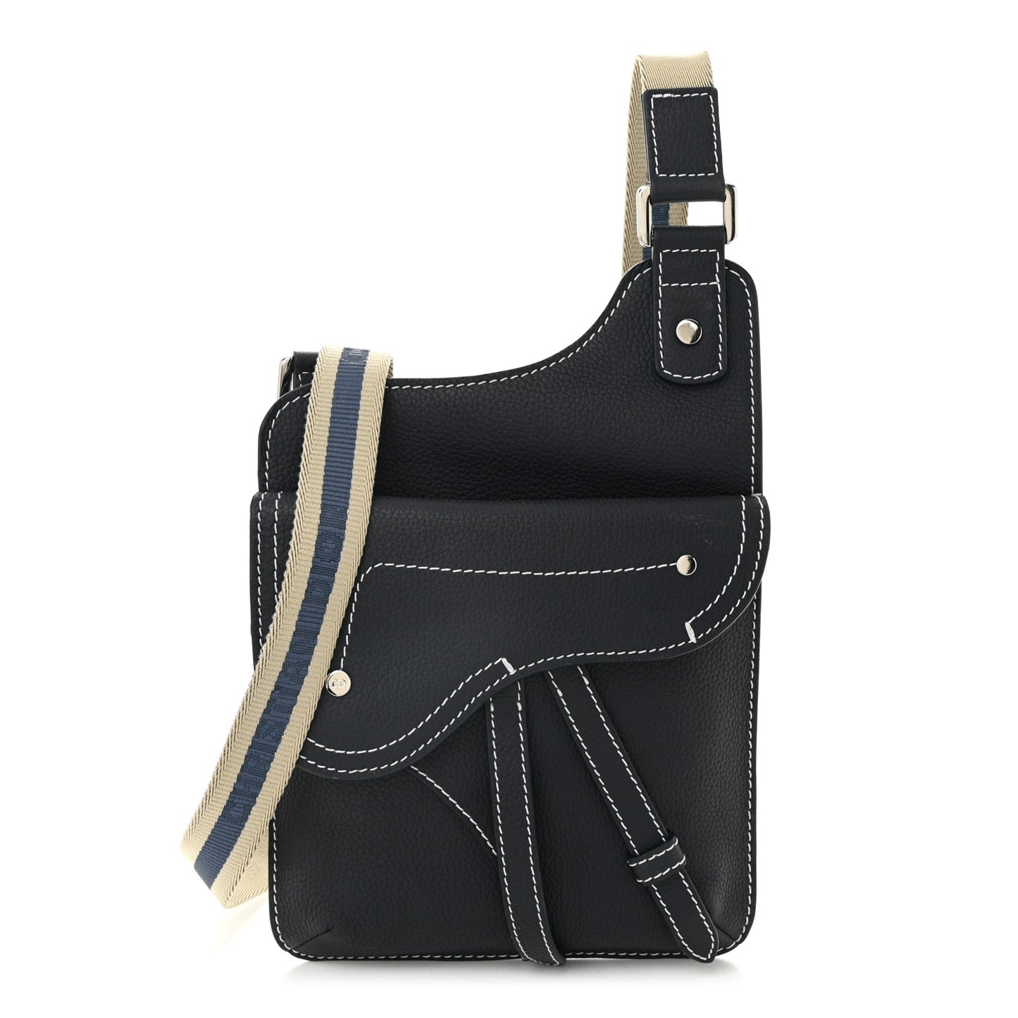 X KAWS Grained Calfskin Saddle Pouch Blue Multicolor
