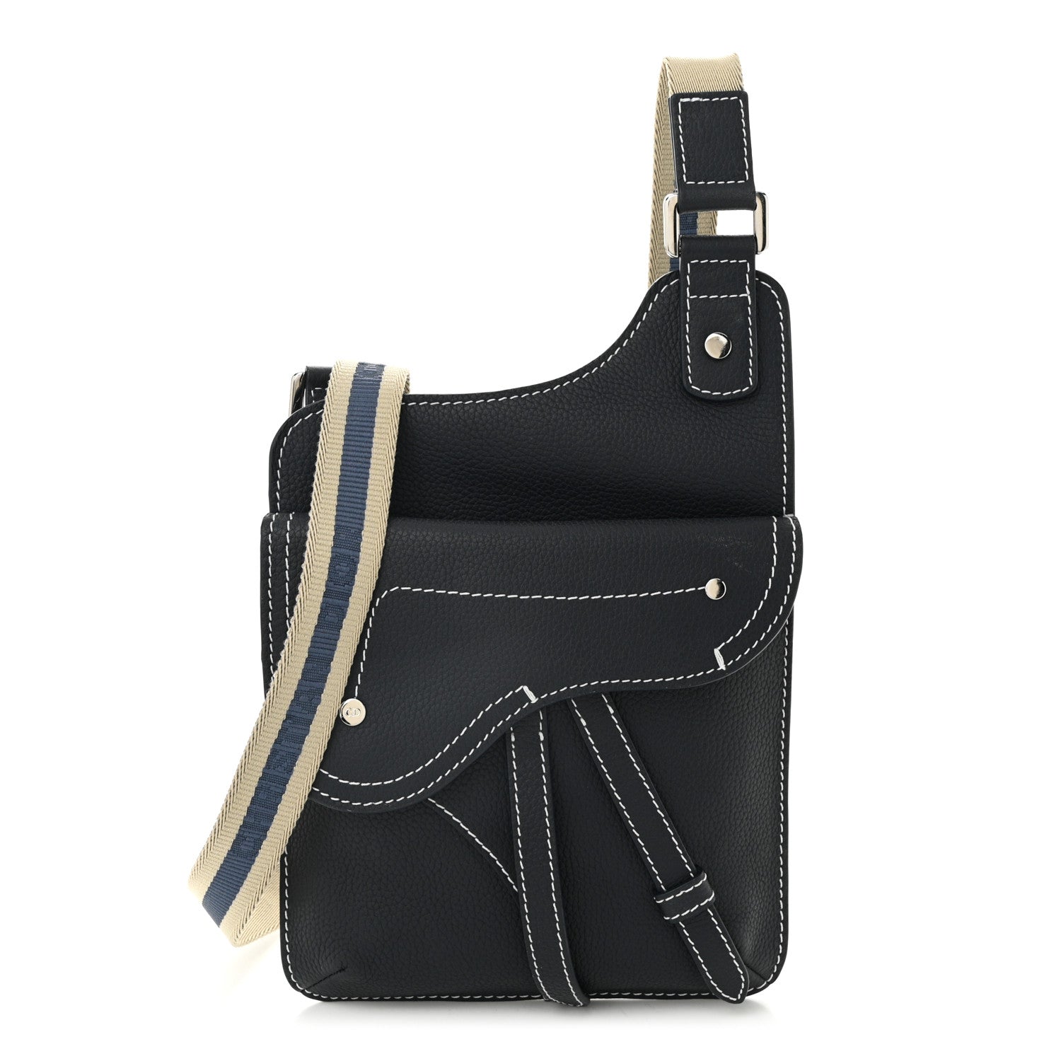 Christian Dior X KAWS Grained Calfskin Saddle Pouch Blue Multicolor 1 of 10