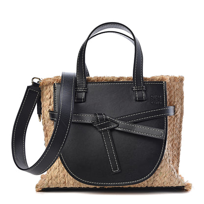 Loewe Calfskin Raffia Small Gate Tote Black 1 of 10