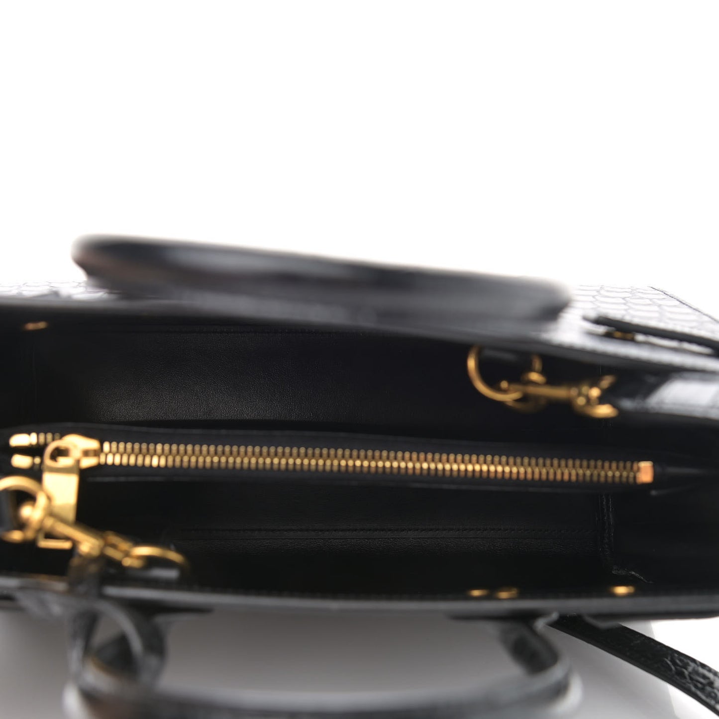 Calfskin Crocodile Embossed Baby Sac De Jour Black