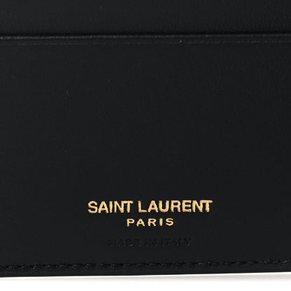 Saint Laurent Calfskin Crocodile Embossed Tiny Cassandre East West Wallet Black 6 of 8