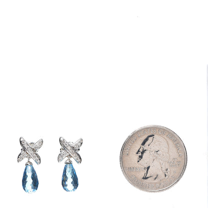 David Yurman Sterling Silver Blue Topaz Diamond X Drop Earrings 2 of 3