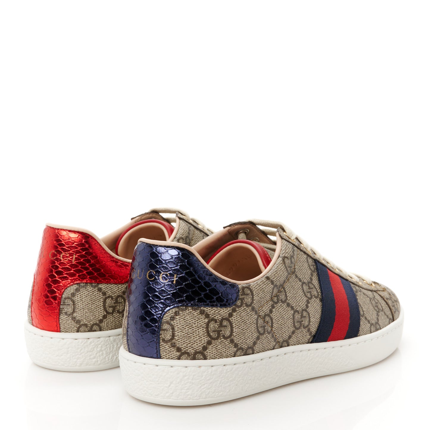 GG Supreme Monogram Womens Ace Low-Top Sneaker 35.5 Beige